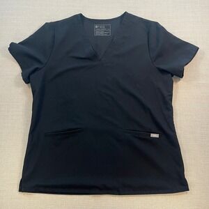 FIGS Technical Collection V-Neck Scrub Top Black XL FW1100 Short Sleeve
